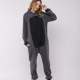 Unisex Raccoon Cartoon Pyjama – One-Piece Polar Fleece Sleepwear